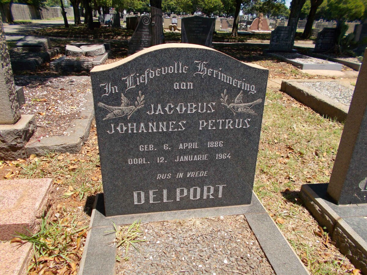 DELPORT Jacobus Johannes Petrus 1886-1964 &amp; Francina Jacoba 1889-1963