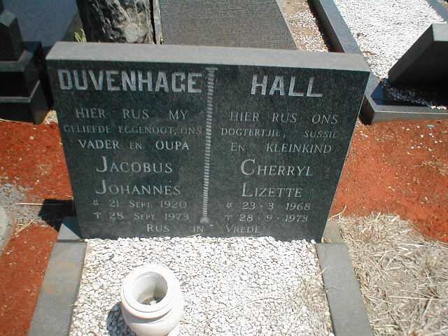 DUVENHAGE Jacobus Johannes 1920-1973 :: HALL Cherryl Lizette 1968-1978