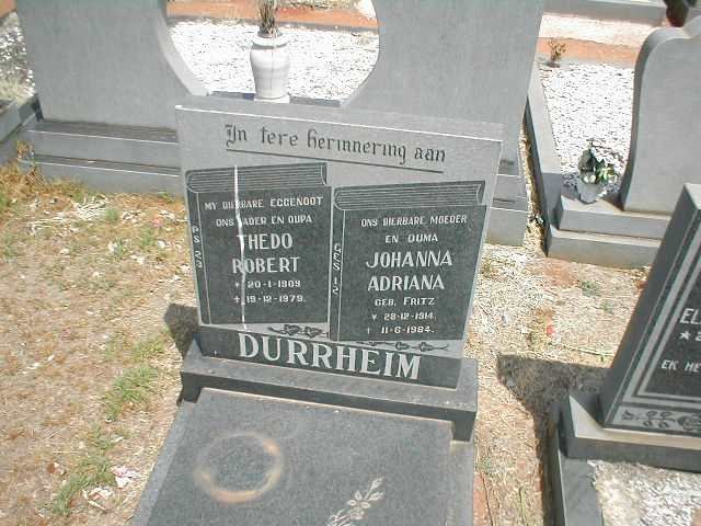 DURRHEIM Thedo Robert 1909-1979 &amp; Johanna Adriana FRITZ 1914-1984