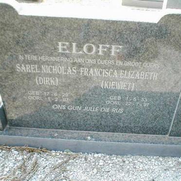 ELOFF Sarel Nicholas 1929-1997 &amp; Francisca Elizabeth 1933-1997