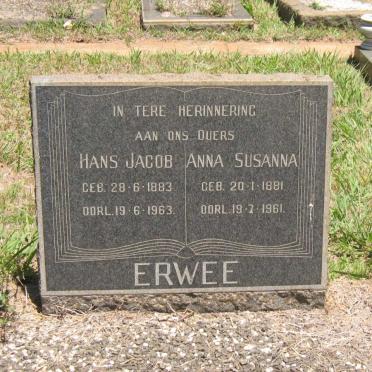 ERWEE Hans Jacob 1883-1963 &amp; Anna Susanna 1881-1961