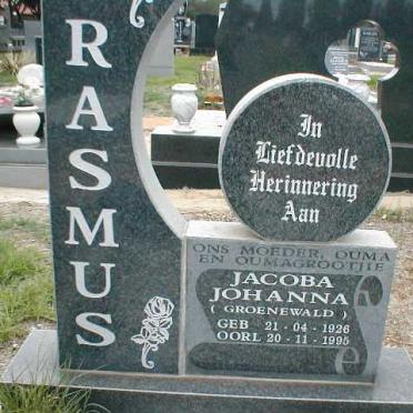 ERASMUS Jacoba Johanna nee GROENEWALD 1926-1995