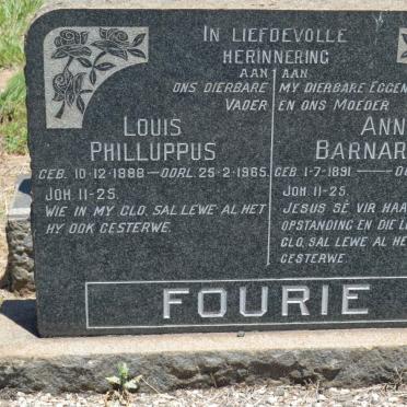FOURIE Louis Philluppus 1888-1965 &amp; Anna Barnardina 1891-1860