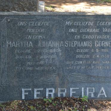 FERREIRA Stephanus Cornelius 1886-1958 &amp; Martha Johanna 1890-1968