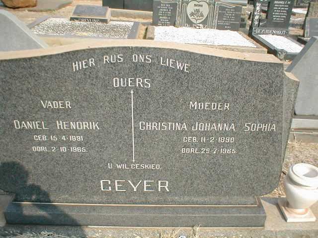 GEYER Daniel Hendrik 1891-1965 &amp; Christina Johanna Sophia 1890-1965