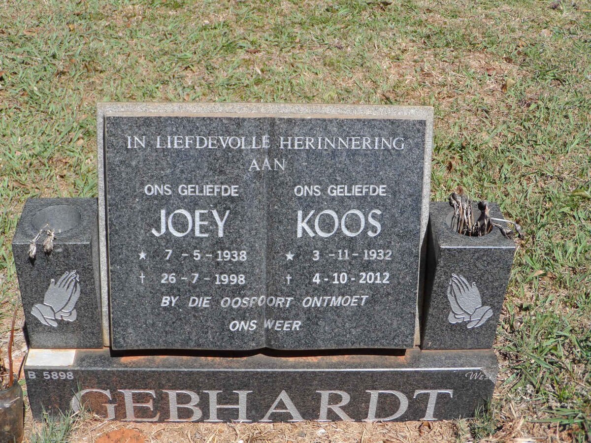 GEBHARDT Koos 1932-2012 &amp; Joey 1938-1998