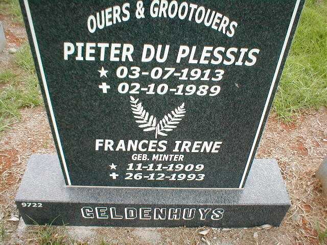 GELDENHUYS Pieter du Plessis 1913-1989 &amp; Frances Irene MINTER 1909-1993
