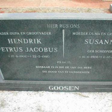 GOOSEN Hendrik Petrus Jacobus 1902-1980 &amp; Susanna SCHEEPERS 1906-1979