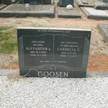 GOOSEN Alexander J. 1903-1987 &amp; Cornelia C. 1912-1973