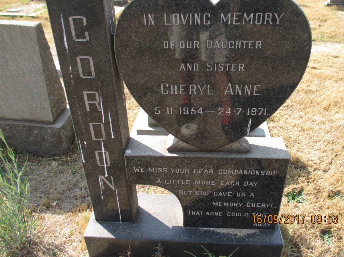 GORDON Cheryl Anne 1954-1971