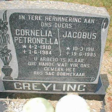 GREYLING Jacobus 1911-1985 &amp; Cornelia Petronella 1910-1984