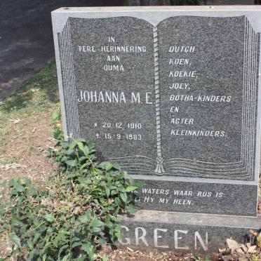GREEN Johanna M.E. 1910-1983