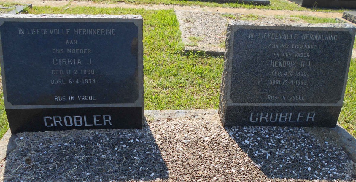 GROBLER Hendrik C.I. 1888-1965 &amp; Cirkia J. 1890-1974