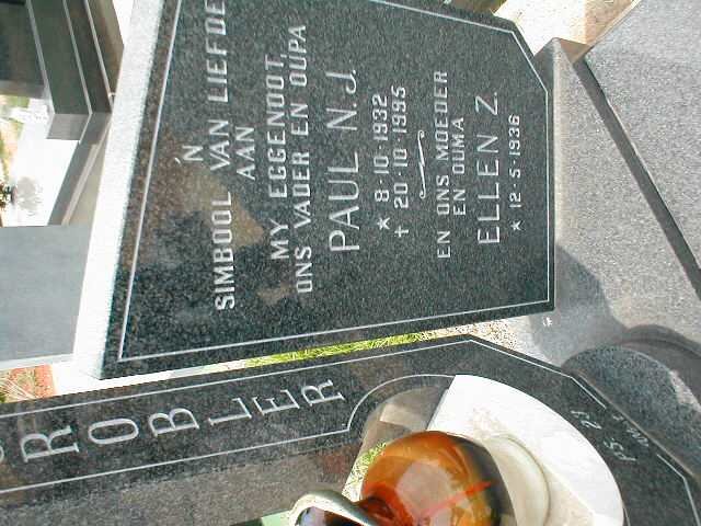 GROBLER Paul N.J. 1932-1995 &amp; Ellen Z. 1936-