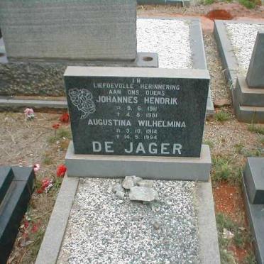 JAGER Johannes Hendrik, de 1911-1981 &amp; Augustina Wilhelmina 1914-1994