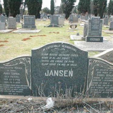 JANSEN Daniel Benjamin 1884-1942 &amp; Anna Sophia PIETERS 1889-1959