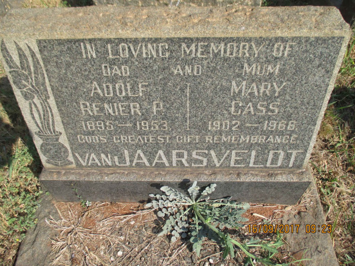 JAARSVELDT Adolf Renier P., van 1895-1953 &amp; Mary Cass 1902-1966