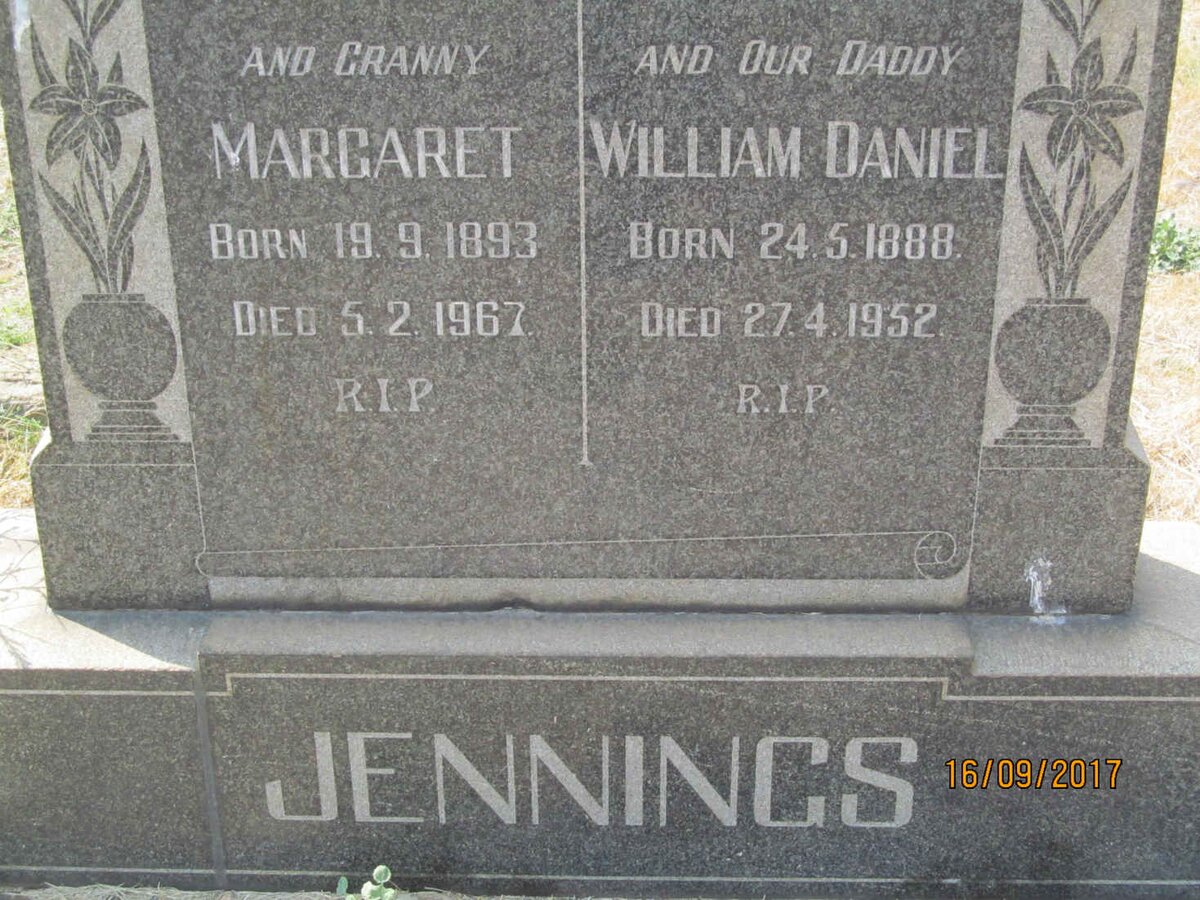 JENNINGS William Daniel 1888-1952 &amp; Margaret 1893-1967