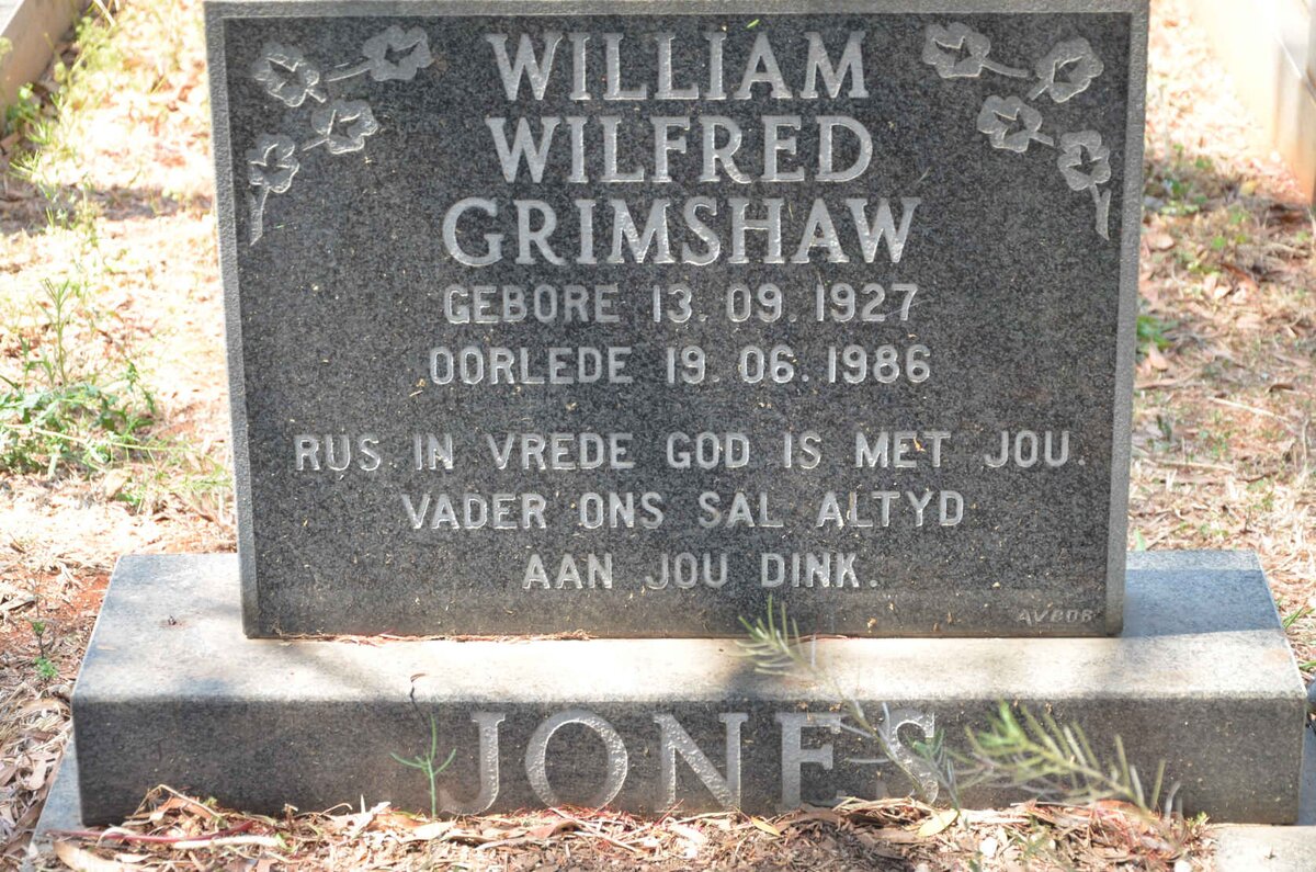 JONES William Wilfred Grimshaw 1927-1986