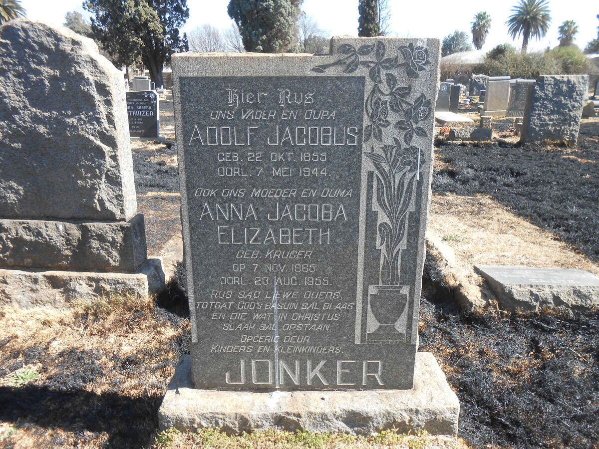 JONKER Adolf Jacobus 1855-1944 &amp; Anna Jacoba Elizabeth KRUGER 1865-1955