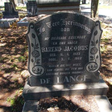 LANGE Barend Jacobus, de 1923-1962