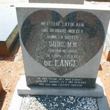 LANGE Susie M.M., de nee VAN HEERDEN 1924-1974