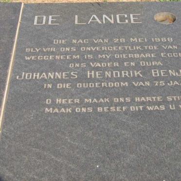 LANGE Johannes Hendrik Benjamin, de -1968 &amp; Stephina SCHOEMAN -1970