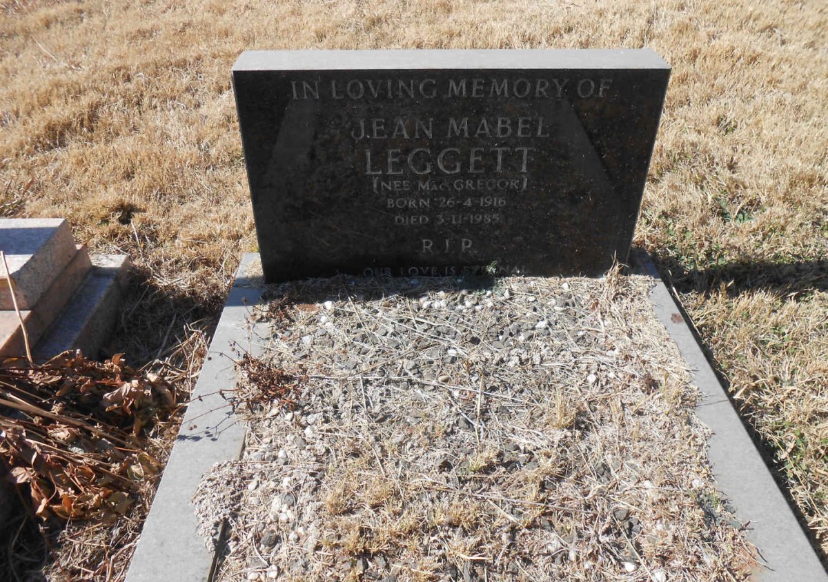 LEGGETT Jean Mabel nee MacGREGOR 1916-1985