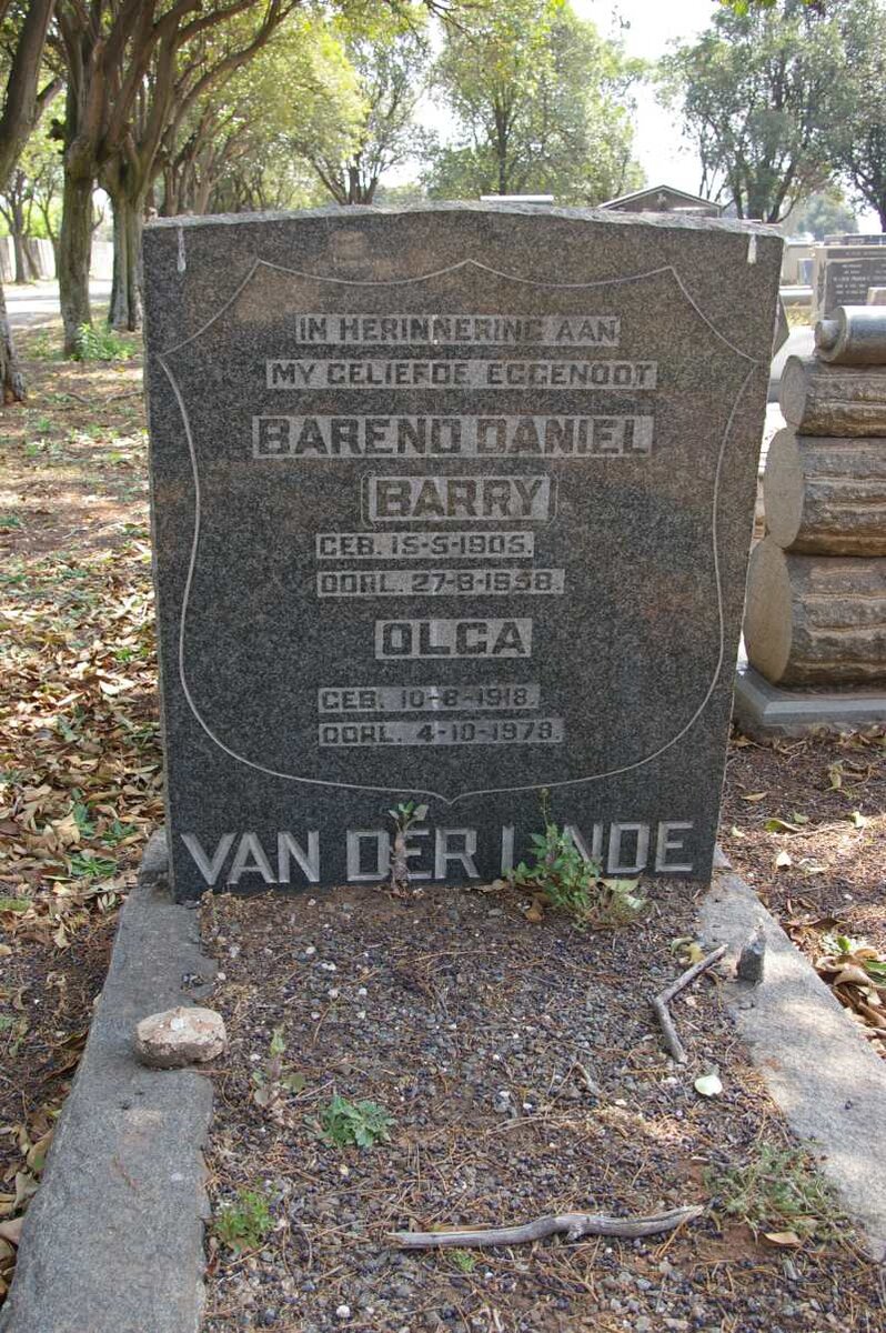 LINDE Barend Daniel, van der 1905-1958 &amp; Olga 1918-1979