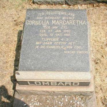 LOMBARD Cornelia Margaretha nee VAN ZYL 1880-1951