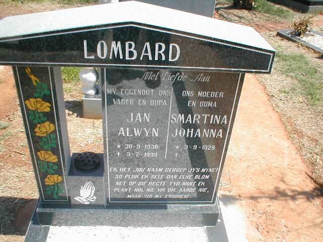 LOMBARD Jan Alwyn 1938-1999 &amp; Smartina Johanna 1929-
