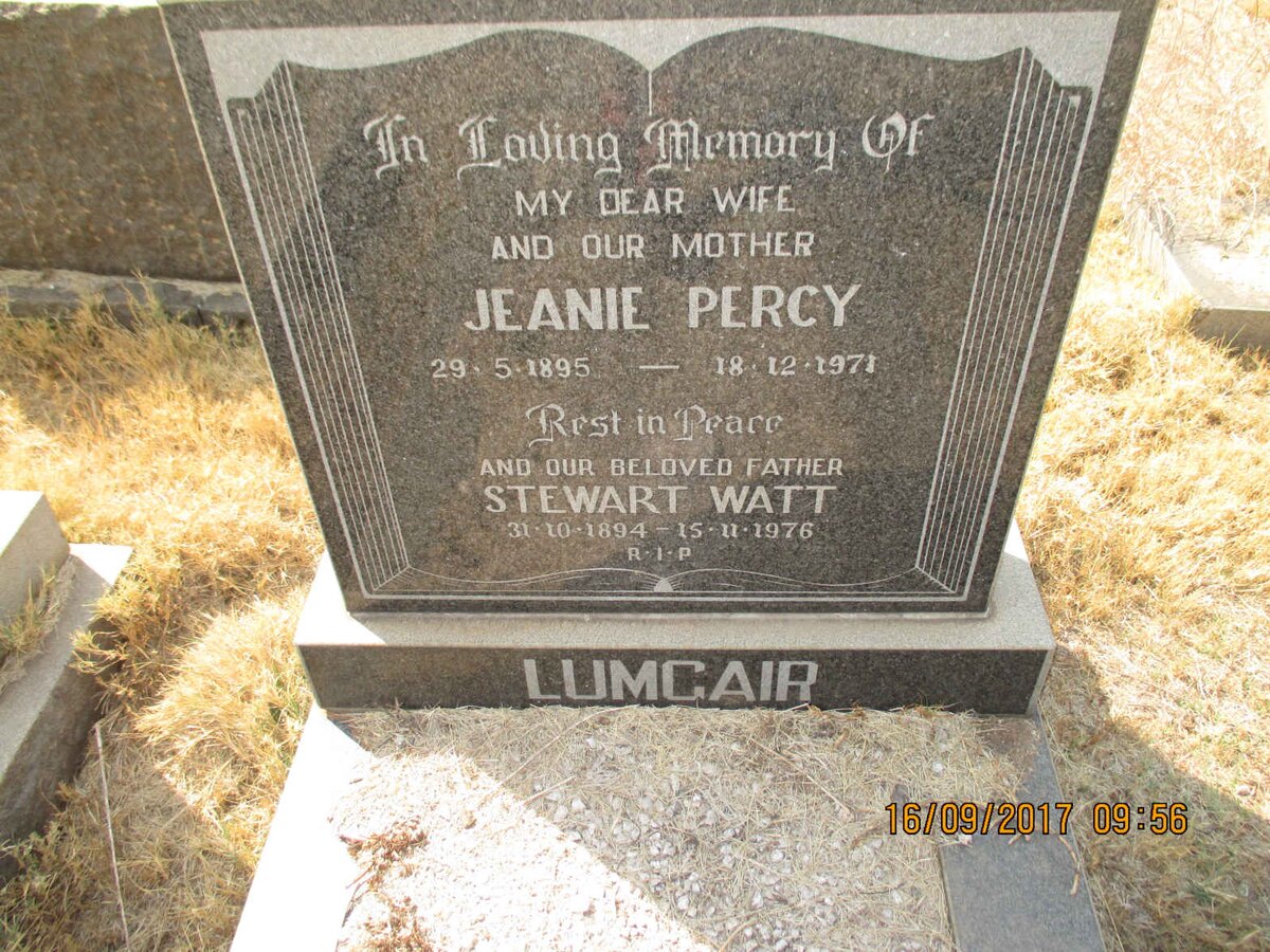 LUMGAIR Stewart Watt 1894-1976 &amp; Jeanie Percy 1895-1971