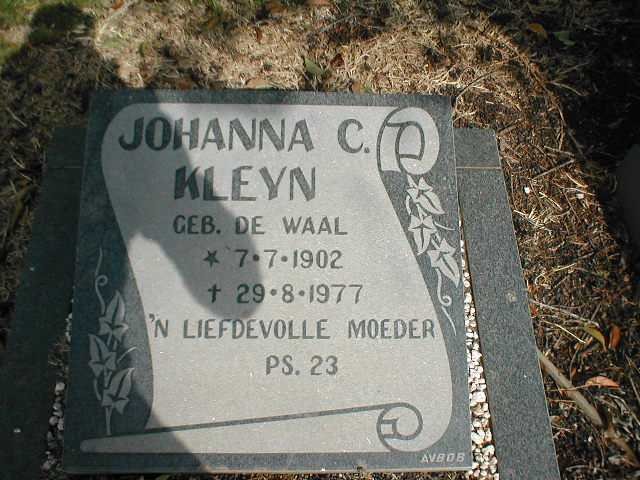 KLEYN Johanna C. nee DE WAAL 1902-1977