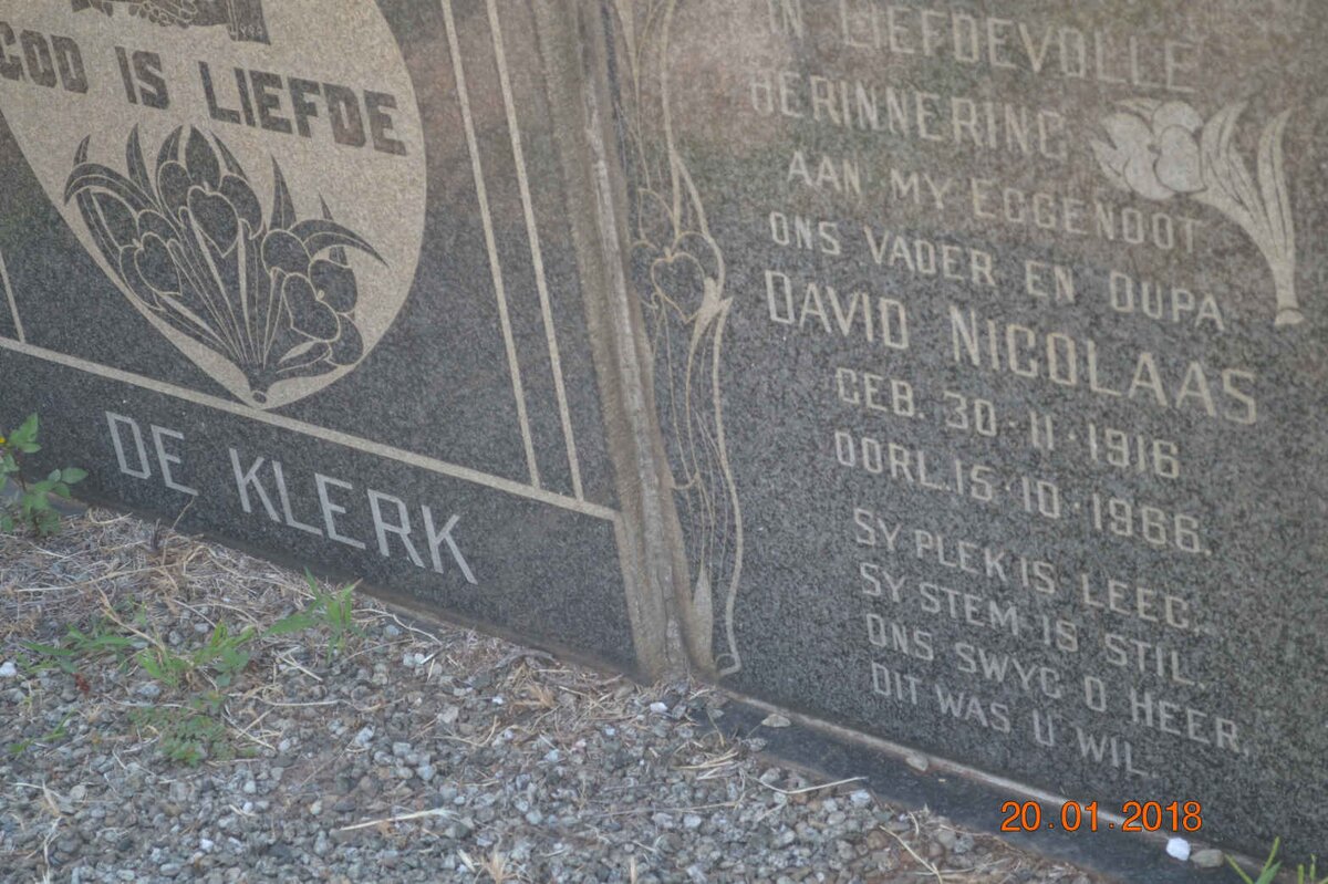KLERK David Nicolaas, de 1916-1966 &amp; Alice Ursula 1923-2001