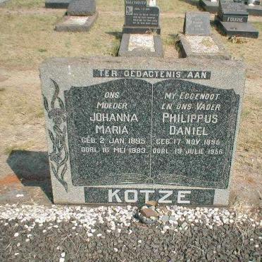 KOTZE Philippus Daniel 1895-1956 &amp; Johanna Maria 1895-1983