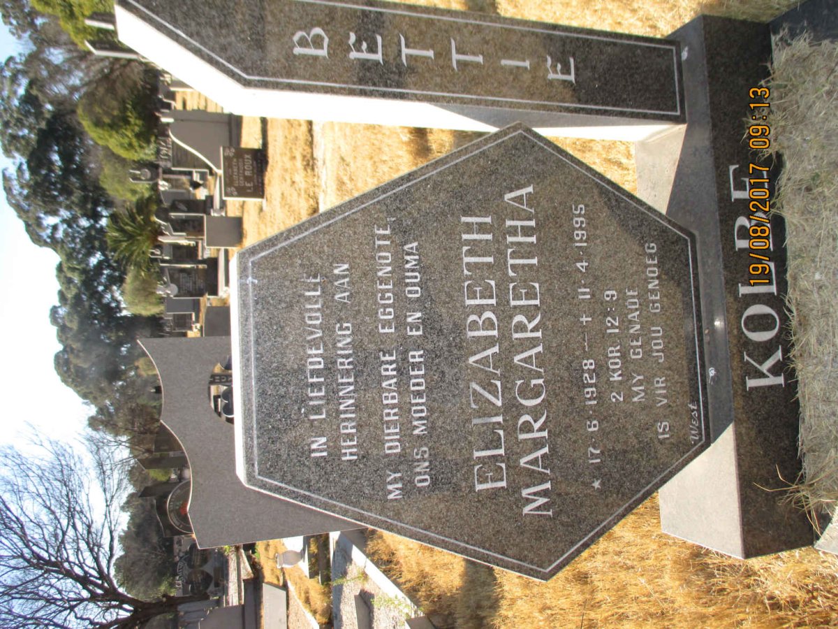 KOLBE Elizabeth Margaretha 1928-1995