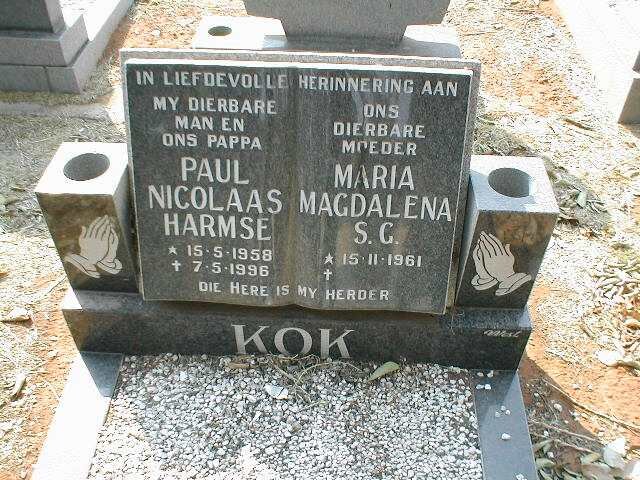 KOK Paul Nicolaas Harmse 1958-1996 &amp; Maria Magdalena S.G. 1961-