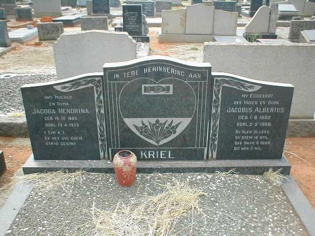 KRIEL Jacobus Albertus 1882-1968 &amp; Jacoba Hendrina 1885-1975