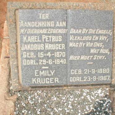 KRUGER Karel Petrus Jakobus 1870-1940 &amp; Emily 1880-1967