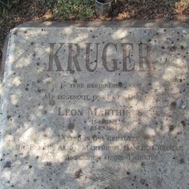 KRUGER Leon Marthinus 1945-2001 &amp; Alida Hendrina Magrietha McCABE 1947-