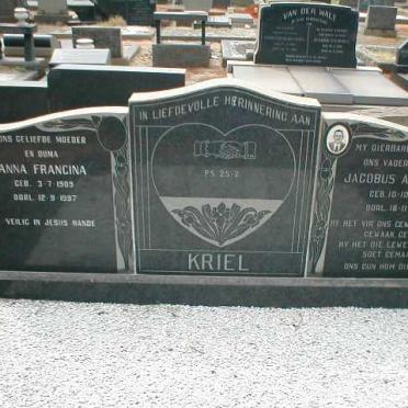 KRIEL Jacobus Albertus 1909-1968 &amp; Anna Francina 1909-1997