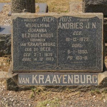 KRAAYENBURG Andries J.N., van 1873-1950 &amp; BEZUIDENHOUT Wilhelmina Johanna voorheen KRAAYENBURG nee DE BEER 1876-1983