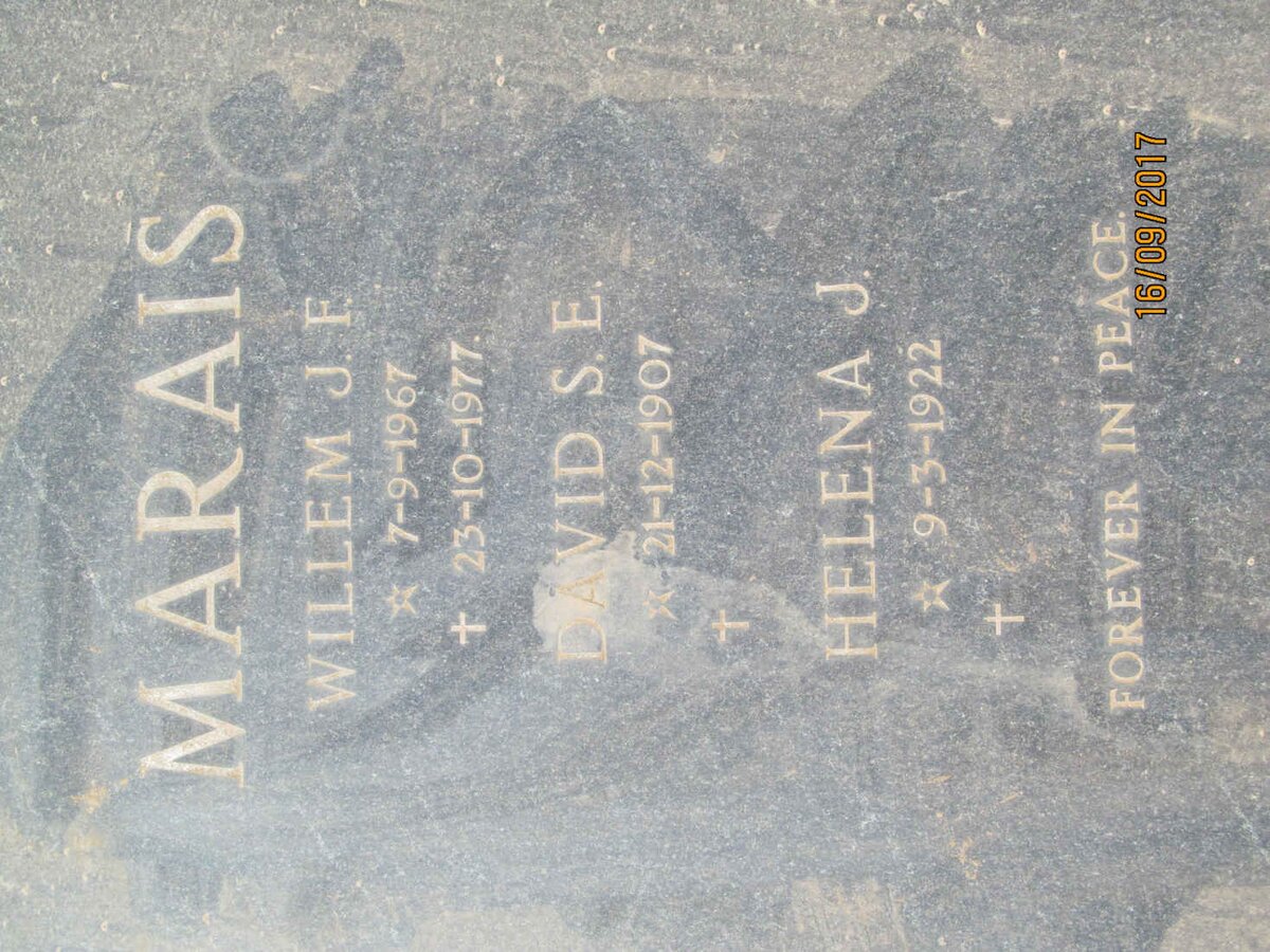 MARAIS David S.E. 1907- :: MARAIS Helena J. 1922- :: MARAIS Willem J.F. 1967-1977