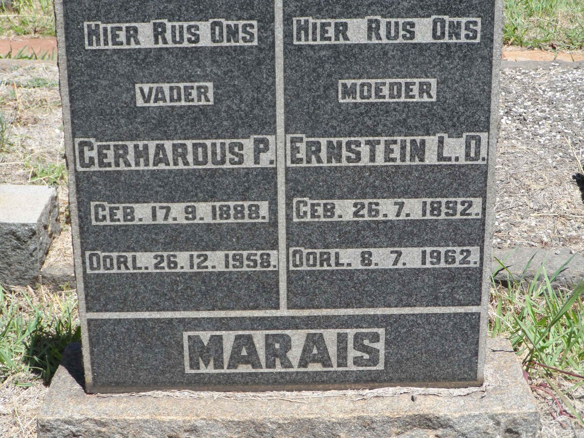 MARAIS Gerhardus P. 1888-1958 &amp; Ernstein L.D. 1892-1962