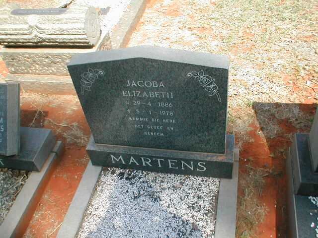 MARTENS Jacoba Elizabeth 1886-1978