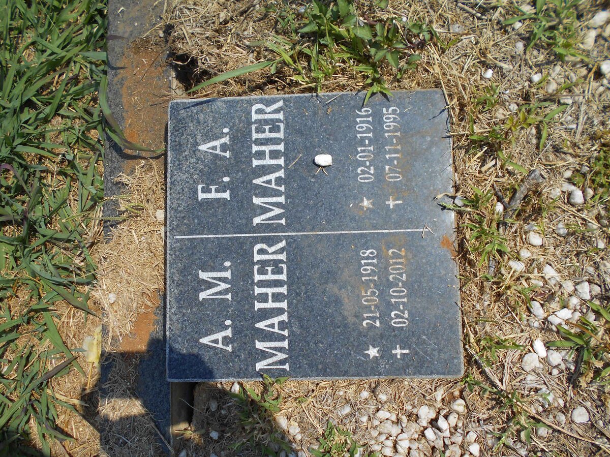 MAHER F.A. 1916-1995 :: MAHER A.M. 1918-2012