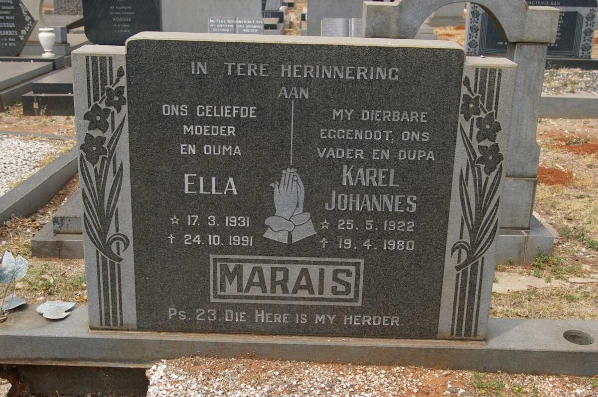 MARAIS Karel Johannes 1922-1980 &amp; Ella 1931-1991