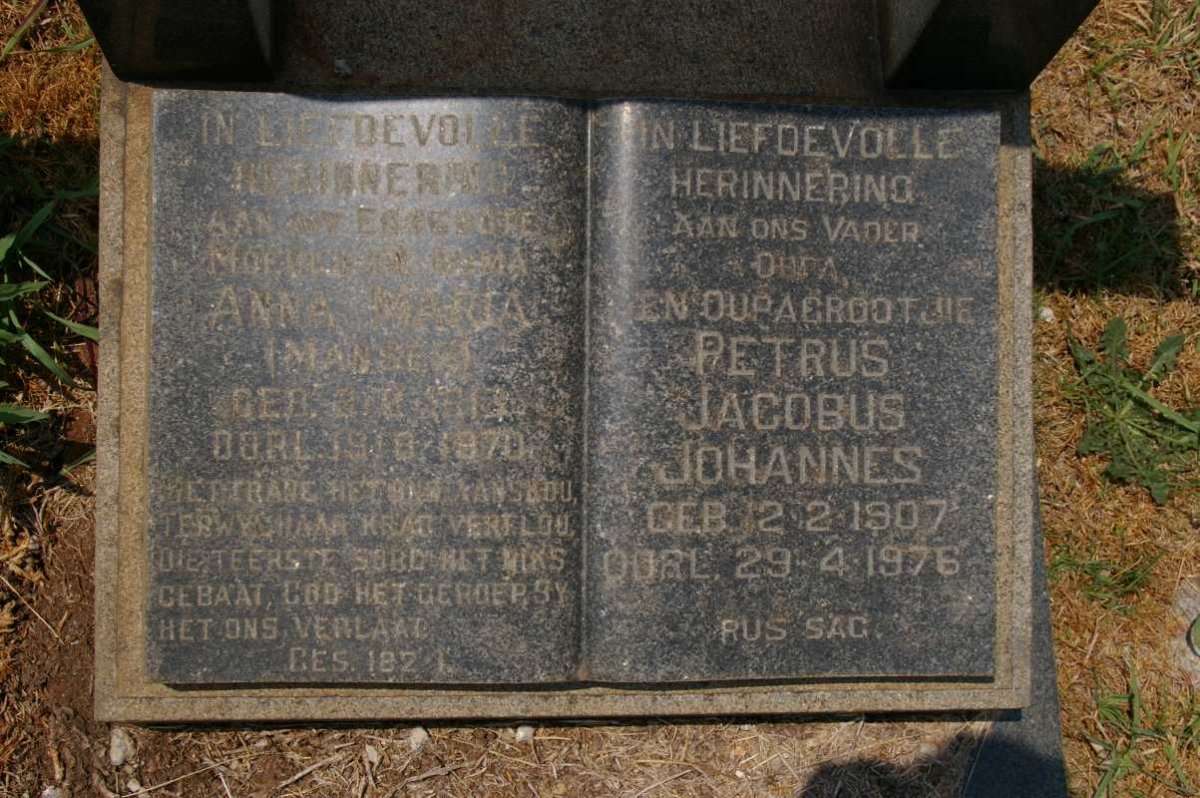 MARÉ Petrus Jacobus Johannes 1907-1976 &amp; Anna Maria MANSER 1913-1970