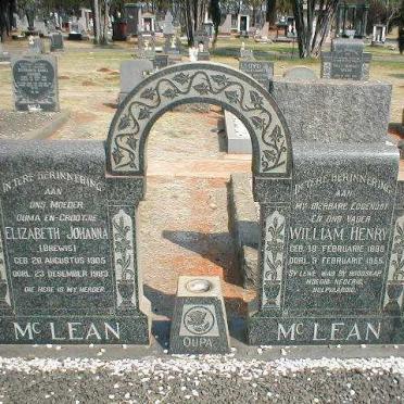 McLEAN William Henry 1896-1955 &amp; Elizabeth Johanna BREWIS 1905-1983