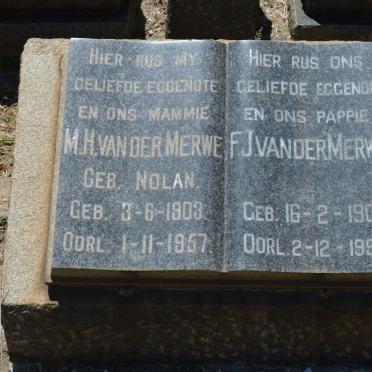 MERWE F.J., van der 1909-1992 &amp; M.H. NOLAN 1903-1957